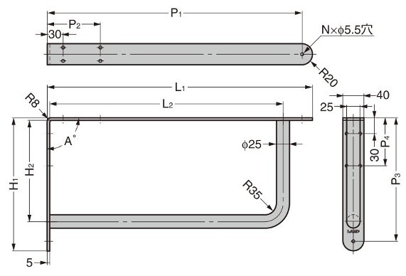 スガツネ工業/ランプ BY型 ステンレス鋼製ブラケット | タケダ.net