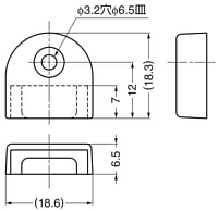 SP-18E ステンレス鋼製棚柱用エンドキャップ 寸法図