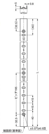 SPS型 ステンレス鋼製棚柱 寸法図