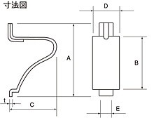 ステンレス製クッション付棚受け金具(SUS430)20ピッチ用 寸法図