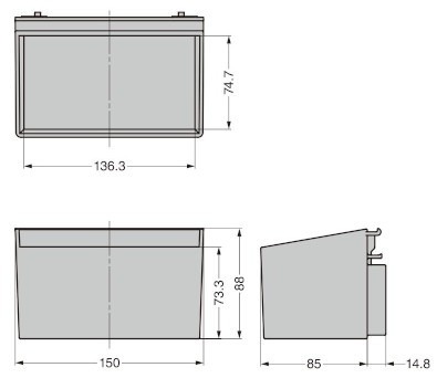 AP-SBP150-WT 棚柱収納システム用樹脂ボックス 寸法図