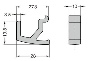 AP-SH-WT 棚柱収納システム用フック 寸法図