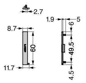 AP-SPEC-WT 棚柱収納システム用プレートエンドキャップ 寸法図