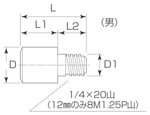 真鍮 棚ダボ オン（男） 寸法図