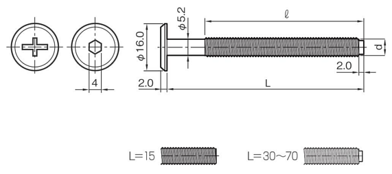 JCB-B ジョイントコネクターボルト Bタイプ 寸法図