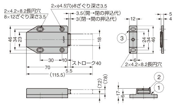 マグネラッチ ML-120型 寸法図