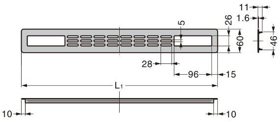 スガツネ工業/ランプ HTK型 配線孔キャップ アルミニウム合金製 寸法図