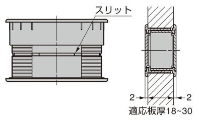 スガツネ工業/ランプ 配線孔キャップ LN72 スリットをカットした場合