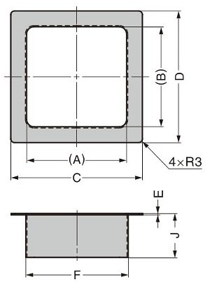 AN-KH型 ステンレス鋼製 屑入投入口 角型 蓋無 寸法図