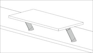 CTB50-PM60-170型 カウンター用支柱金物 60°天板裏止め仕様 スリムタイプ 寸法図