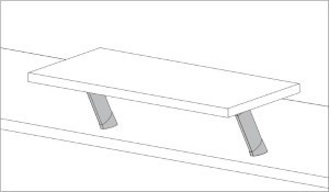 CTB65-PM60-170型 カウンター用支柱金物 60° 天板裏止め仕様 取付例
