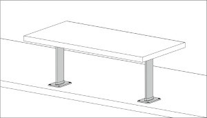 CTB65-PMS90-270型 カウンター用支柱金物 90° 天板面付仕様 取付例