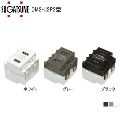 スガツネ工業/ランプ DM2-U2P2型 埋込充電用USBコンセント 2ポートタイプ