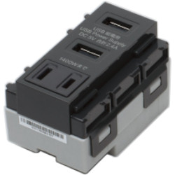 DM3-U2P2A1型 埋込充電用USB・ACコンセント 送り端子付 グレー