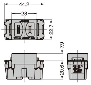 ランプ JEC-BN-5型 埋込コンセント寸法図