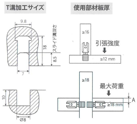 P-システム・スライドクランプ方式 デバリオP-18 寸法図