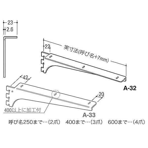 ROYAL/ロイヤル A-32/33 ウッドブラケット 木棚用 左右1組 | タケダ.net -金物から生活空間をかえる- Web発注システム