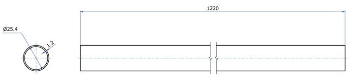 ロイヤル　HB-25　Hバースチール25φ　クローム　L=1220mm