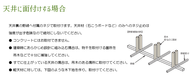 天井に面付けする場合