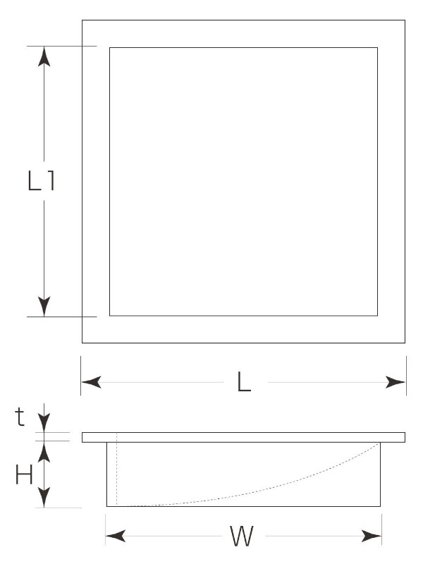 W-407 メープルチリ角引手 寸法図