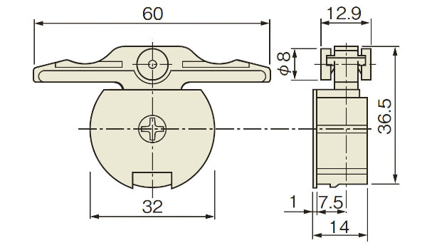 HS-3 上部ローラー（調整タイプ） 寸法図
