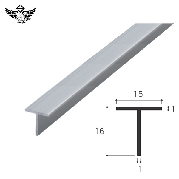 イーグル/浜国 Tバー アルミT型チャンネル 1×15×16×4000mm B2シルバー
